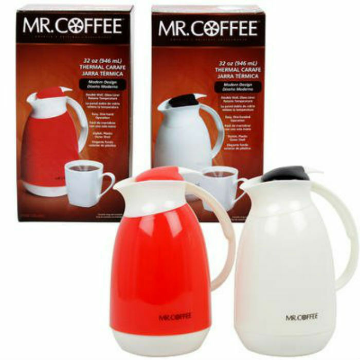 Mr Coffee Thermal Carafe, 32 Oz. You Choose ~ Red & White ~ Brand New in a BOX - £17.62 GBP - £30.97 GBP