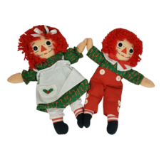 Vintage 1990 Playskool Raggedy Ann & Andy Christmas Stuffed Animal Plush Dolls - $37.05