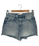 KanCan Denim Shorts Womens 5 26 High Rise Distressed Raw Hem Splatter Bo... - $34.71 CAD