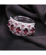 Gorgeous Natural Pink Tourmaline Channel setting Ring in 925 sterling si... - £107.17 GBP