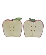 Vintage Red Apple Halves Salt and Pepper Shakers Ceramic Fruit Country K... - £10.24 GBP