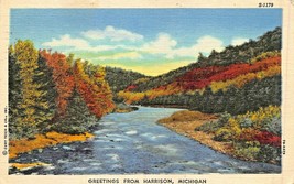 Harrison Michigan ~ Greetings From ~1953 Timbro Postale Cartolina - £6.93 GBP