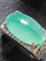 Icy Ice Green with Flower 100% Burma Jadeite Jade Saddle Ring # Type A Jadeite # - £463.62 GBP