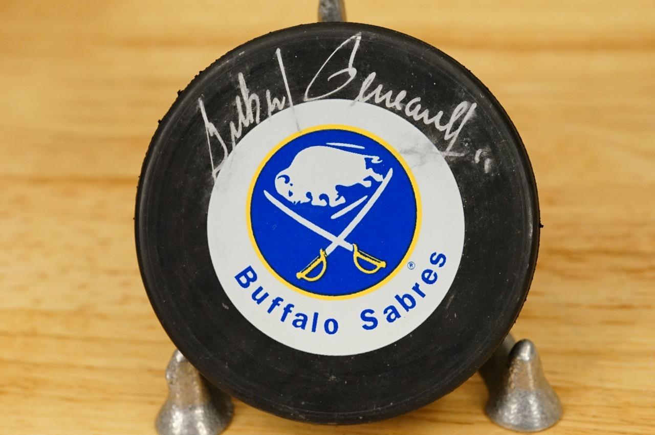 Primary image for NHL Autographed Hockey Puck Buffalo Sabres 145/150 #11 Gilbert Perreault Center