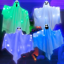 4Pcs Halloween Hanging Ghosts Decorations - 30&quot; Flying Ghost Glow In The Dark, W - £36.37 GBP