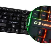 GClicker Korean English USB Wired Gaming Keyboard Rainbow LED Membrane Switch image 3