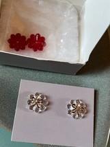 Vintage Avon Convertible Snowflake Abstract Poinsettia Flower Post Earrings for  - $13.09