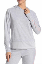 NEW Women&#39;s bebe Sport L/S Gray Logo Mesh Panel Pullover Hoodie Sz XL - £23.32 GBP