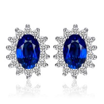 Created Blue Sapphire Ruby 925 Sterling Silver Stud Earrings Natural Amethyst Ga - £20.27 GBP