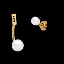 22k gold stud pearl handmade jewelry, two in one earrings - £685.85 GBP