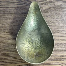 Vintage Sarna Brass India 493T Small Dish Spoon Rest Etched Trinket Holder - £10.97 GBP