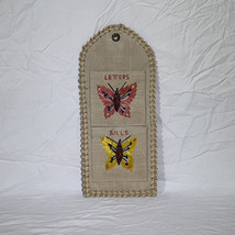 Vintage Woven Rattan Butterfly Wall Organizer 2 Pocket Letters &amp; Bills R... - $14.10