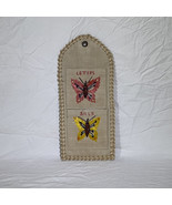 Vintage Woven Rattan Butterfly Wall Organizer 2 Pocket Letters &amp; Bills R... - $14.10