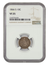 1866-S 10C NGC VF25 - £488.48 GBP