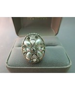 Carolee Pearl Ring Crystal Navettes Smokey Quartz Rhinestones Designer S... - $760.08 MXN