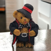 Halloween Bear Figurine Resin Teddy Figure Costume Hat Black Cape Cloak 6.5” - £10.37 GBP