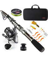 Telescopic Fishing Rod Combo with Spinning Reel &amp; Travel Bag for All Waters - $80.15