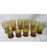 Vintage Libbey Country Garden Amber Glasses Tumblers 6” 5” Daisy Floral ... - €46,27 EUR