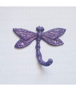 Purple Cast Iron Dragonfly Wall Hook Sparkles with Matching Screws Fanta... - $16.64 CAD