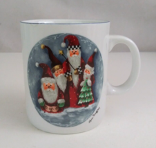 Vintage 1997 Elaine Thompson Christmas Santa Folk Art 4&quot; Coffee Cup - $11.63