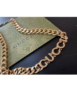 Genuine Gucci Stamped Men Letter Gourmette Link Gold Tone Necklace Chain - $4,555.86 MXN
