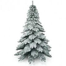 7.5 Feet Snow Flocked Artificial Christmas Tree - Color: Green - Size: 7.5 ft - £163.76 GBP