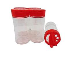 Large 8 OZ Clear Plastic Spice Container Bottle Jar With Red Cap- Set of... - £12.92 GBP