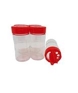 Large 8 OZ Clear Plastic Spice Container Bottle Jar With Red Cap- Set of... - £12.96 GBP