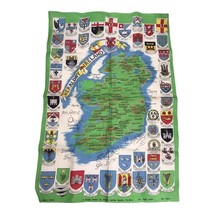 Vintage Heraldry Of Ireland Tea Towel Cities Seals Irish Linen Dish 20x3... - €10,10 EUR