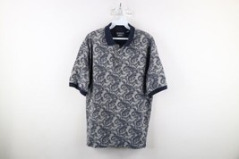 Vtg 90s Streetwear Mens Large Faded Paisley All Over Print Collared Polo Shirt - £34.84 GBP