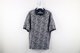 Vtg 90s Streetwear Mens Large Faded Paisley All Over Print Collared Polo Shirt - £33.26 GBP