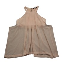 Toska Shirt Womens S Beige Sleeveless Halter Polyester Chiffon Sheer Zip Blouse - £14.63 GBP