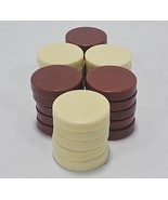 Vintage Backgammon Chip Lot 30 Bakelite 15 White Cream &amp; 15 Brown Chocolate - €12,94 EUR
