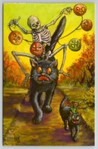 Halloween Matthew Kirscht Little Copycat Skelton Cat Shiverbones Postcard MK - £39.58 GBP