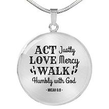 Express Your Love Gifts Walk Humbly with God Circle Necklace Stainless Steel or  - £35.57 GBP
