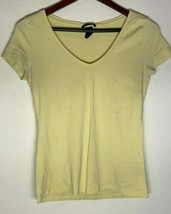H&amp;M Basic Womens Medium V-Neck Yellow Blouse - £5.96 GBP