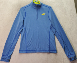 Hollister Activewear Jacket Mens Medium Blue Sports Long Sleeve Logo Qua... - $13.96