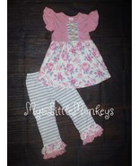 NEW Boutique Floral Ruffle Tunic Dress &amp; Leggings Girls Outfit Set  - $21.83 CAD