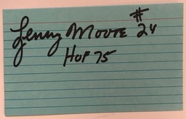Lenny Moore Signed Autographed &#39;HOF 75&#39; 3x5 Index Card - £7.83 GBP