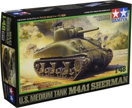 TAMIYA - US Medium Tank M4A1 Sherman 1/48 Scale - £21.79 GBP