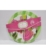 Trina Turk Floral Butterfly Green Pink Melamine Dinner &amp; Salad Plate Set... - £20.33 GBP