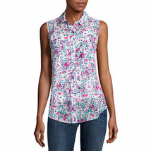 Liz Claiborne Women&#39;s Sleeveless Button Front Shirt W Cami MEDIUM R Sorbet - $24.91