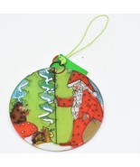 Handmade Fused Art Glass Woodland Santa Christmas Ornament Sun Catcher E... - £3.94 GBP