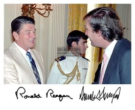 President Donald Trump &amp; Ronald Reagan Shaking Hands Autographed 8X10 Photo - £6.67 GBP