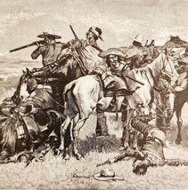 1888 Remington Cattle Country Battle Wood Engraving Print Victorian DWNN11 - £29.88 GBP