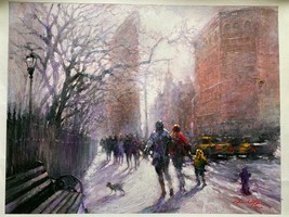 David Hinchliffe &quot;Walking the Dog&quot; H/S Limited Embellished Giclee 20x26 Art - $643.50