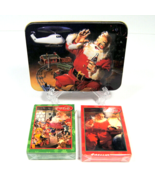 Coca-Cola Santa  Collectible 3D Tin &amp; Two Decks of Sealed Cards Original... - £11.67 GBP