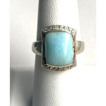 925 Sterling Silver And Larimar Ring Size 7.5 Sky - $42.77