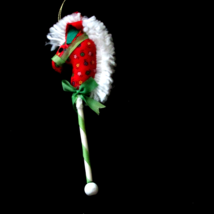 Christmas ornament HOBBY HORSE red green 6.5 in. tall x 3 in. (Ebay 1) - $4.95