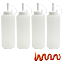 4 Pack 12Oz Clear Plastic Squeeze Bottle Condiment Ketchup Mustard Oil Mayo Salt - £21.40 GBP